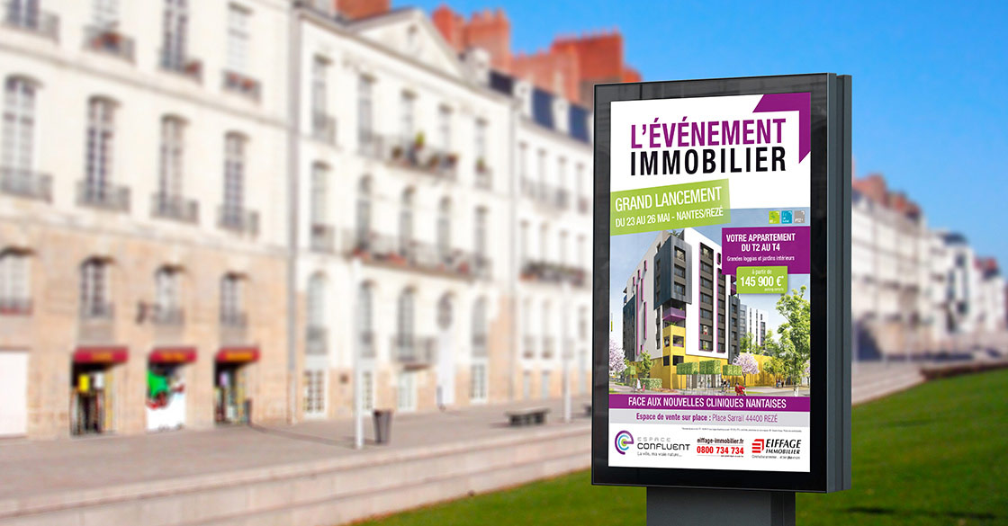 Affichage à Nantes pour Espace Confluent